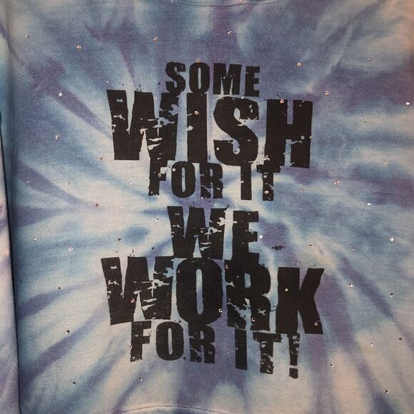 M Custom Tie Dye Blue White Cloud Pullover Sweatshirt Hoodie - Picture 3 of 13